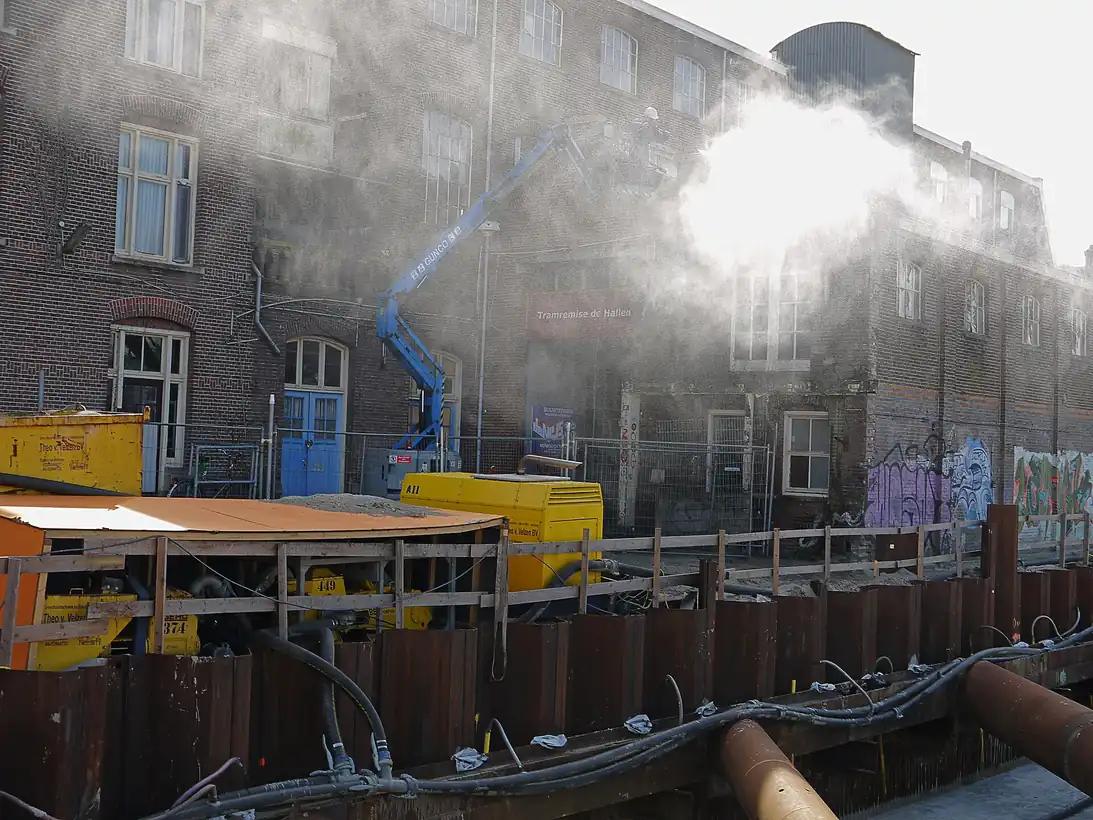 Renovation work at the former tram depot of De Hallen in Amsterdam