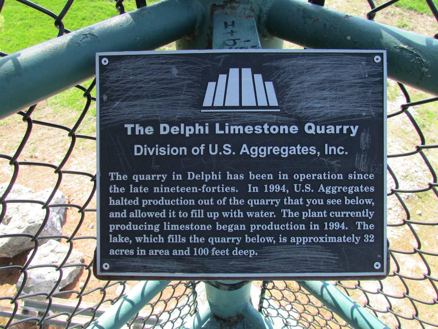 The Delphi limestone quarry in Indiana, USA, seen from an overlook park