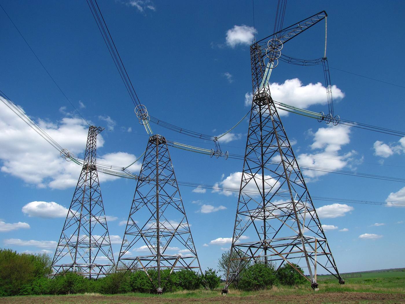 A 750 kV high-voltage electricity pylon against the sky
