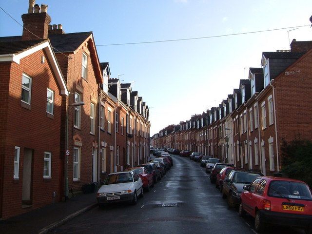 Victorian brick terraces on Portland Street, Exeter