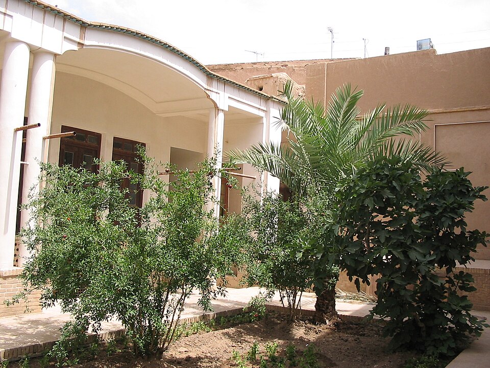Small planted courtyard at the historic Borujerdi House in Kashan, Iran