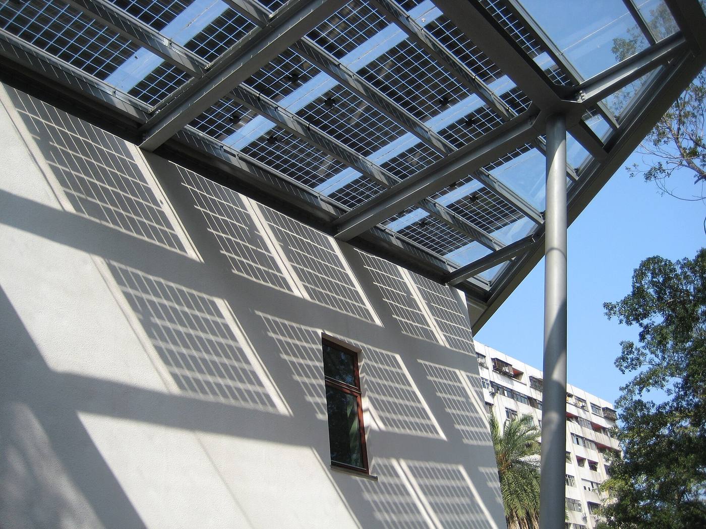 The Taipei Public Library Solar LEO House with building-integrated photovoltaic panels on its roof and upper walls
