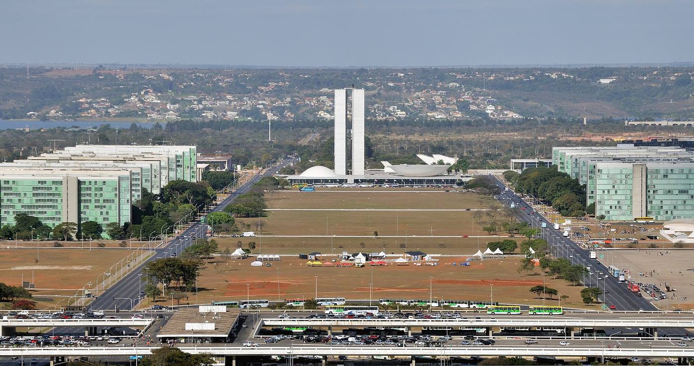The Eixo Monumental in Brasília with the National Congress buildings, seen from the TV Tower