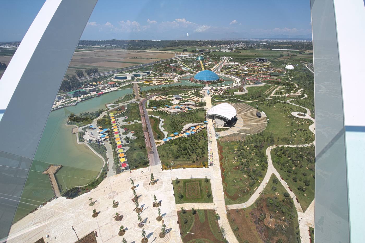 Aerial view of the EXPO 2016 grounds in Antalya, Türkiye, seen from the Turkcell Expo Tower