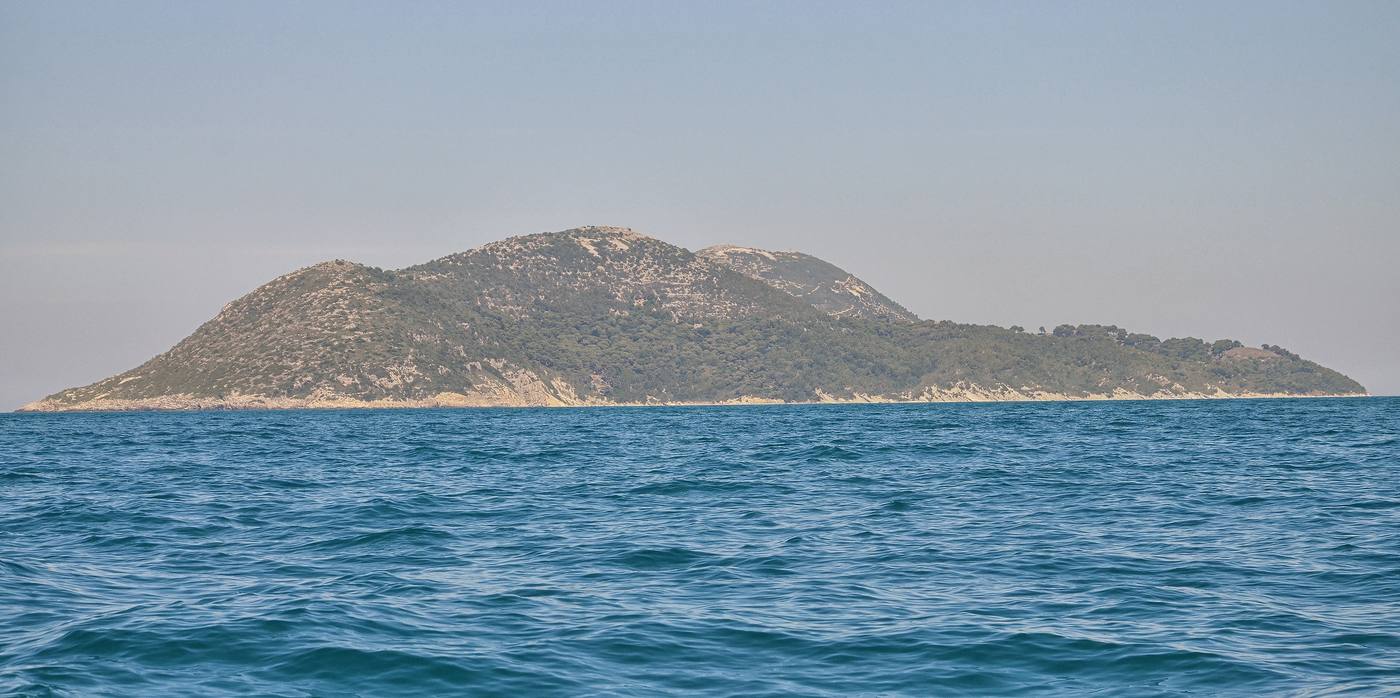 Sazan Island, Albania, seen from the sea