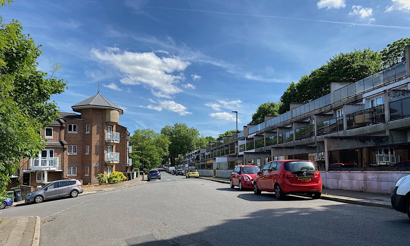 The Central Hill Estate in Crystal Palace, London, seen from Hawke Road