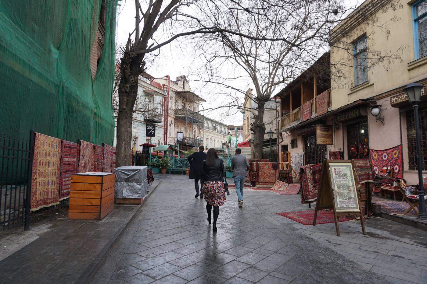 A street in Tbilisi's old town, with traditional houses and balconies