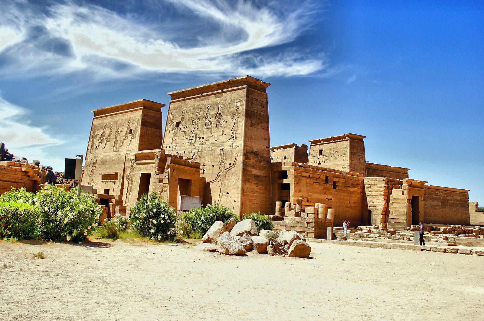 The Temple of Isis at Philae on Agilkia Island: the first pylon and colonnades of the last great Egyptian temple