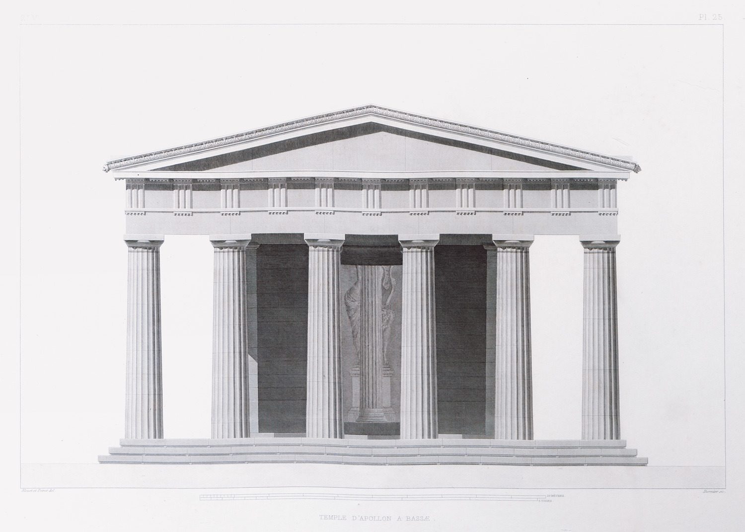 A nineteenth-century reconstruction elevation of the Temple of Apollo Epicurius at Bassae