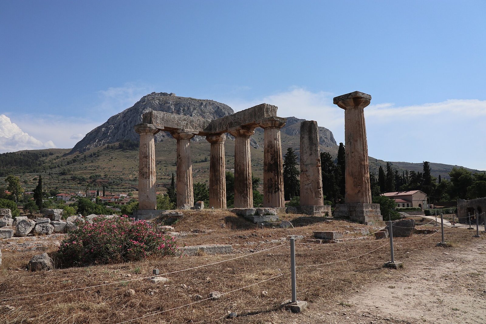 The standing monolithic Doric columns of the Temple of Apollo at Corinth