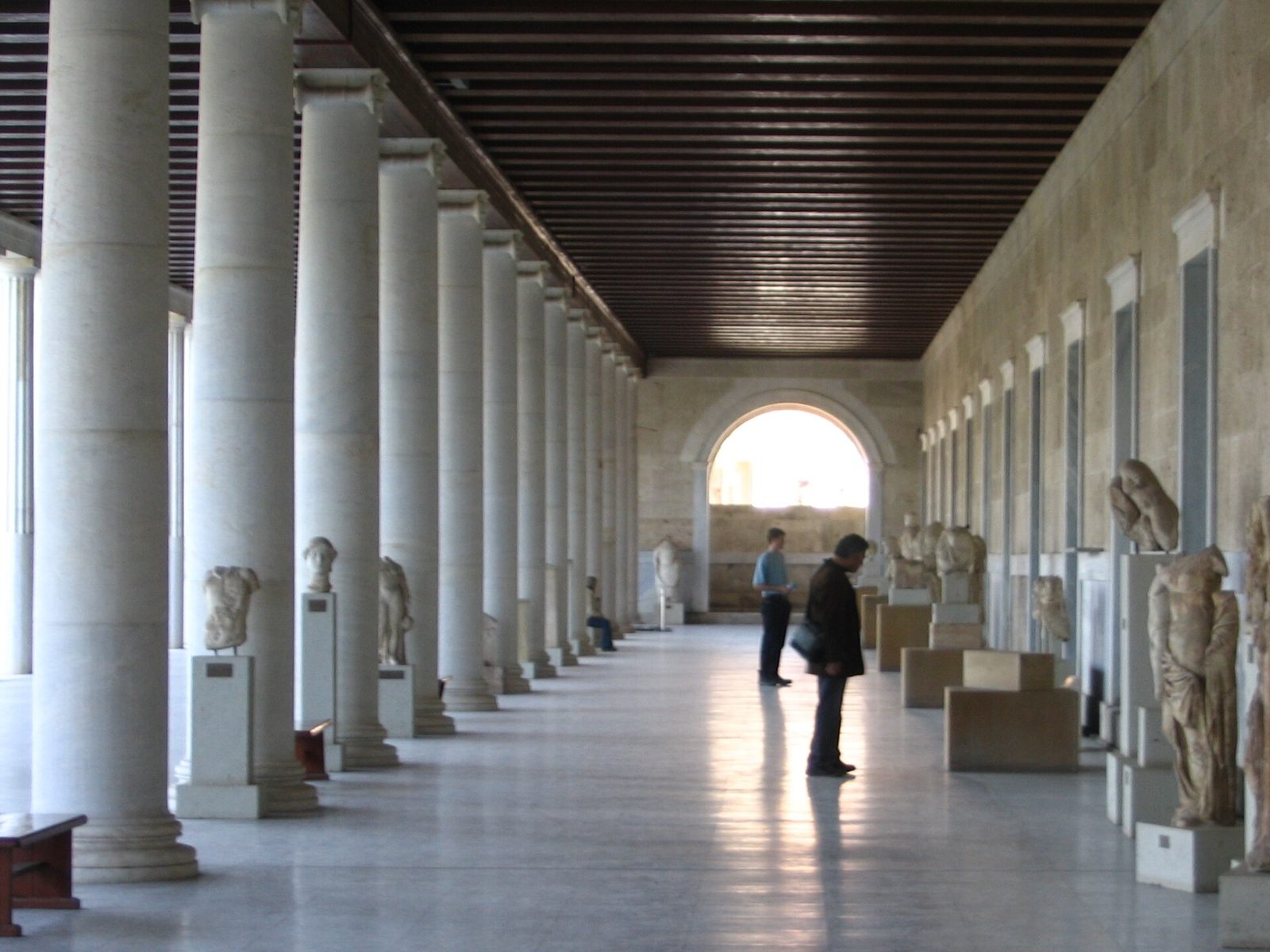 Inside the reconstructed Stoa of Attalos: two storeys of colonnades in the Agora