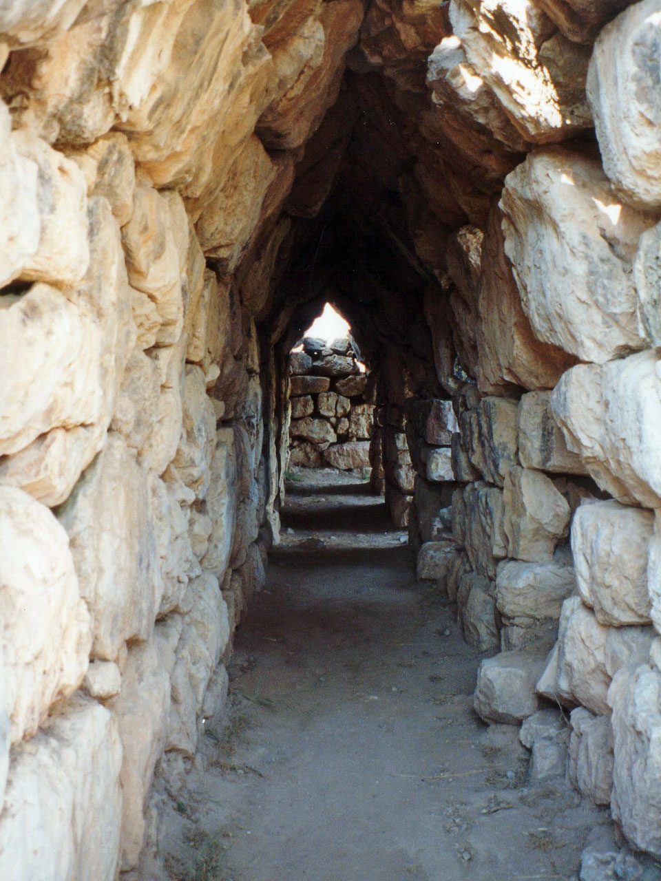 The corbelled gallery passage inside the cyclopean walls of Tiryns