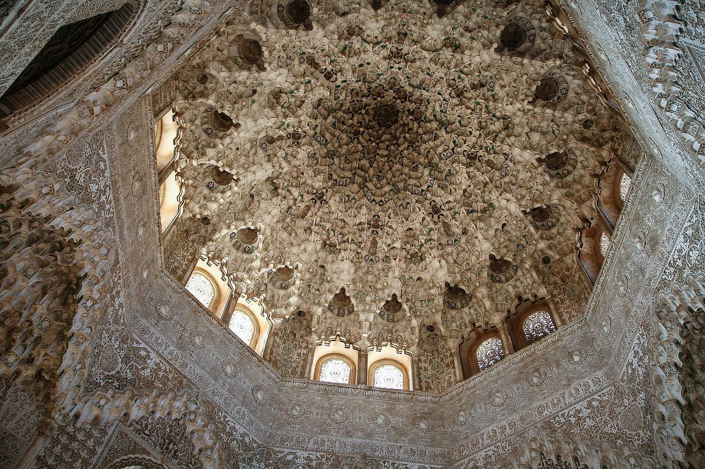The muqarnas dome of the Hall of the Two Sisters in the Alhambra, Granada