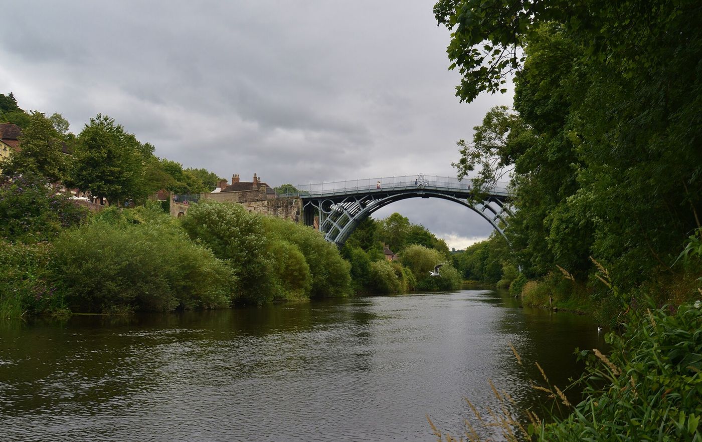 The Iron Bridge at Ironbridge, Shropshire (1779), the first great arch of cast iron