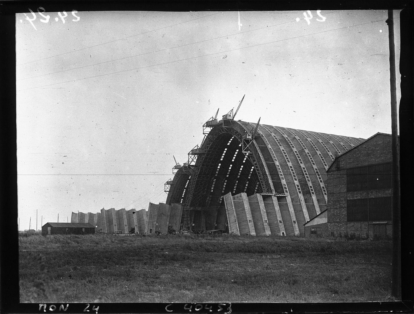 Freyssinet's parabolic concrete airship hangars at Orly (1921–23), destroyed in 1944