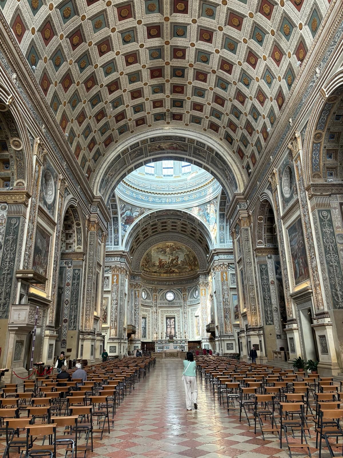 The coffered barrel vault of Sant'Andrea in Mantua, from Alberti's design