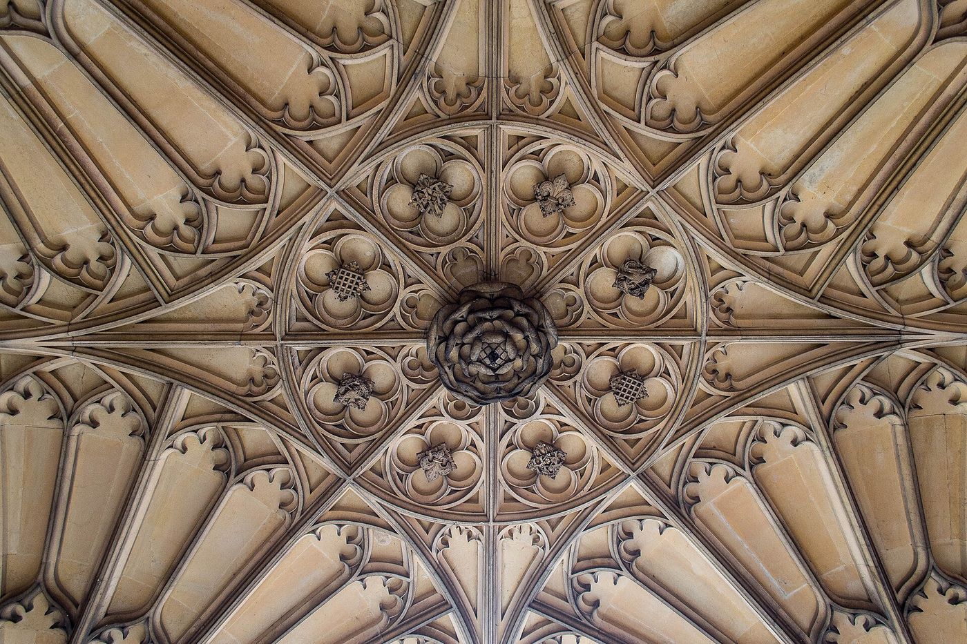 The four-centred Tudor arch of the gatehouse at Hampton Court Palace