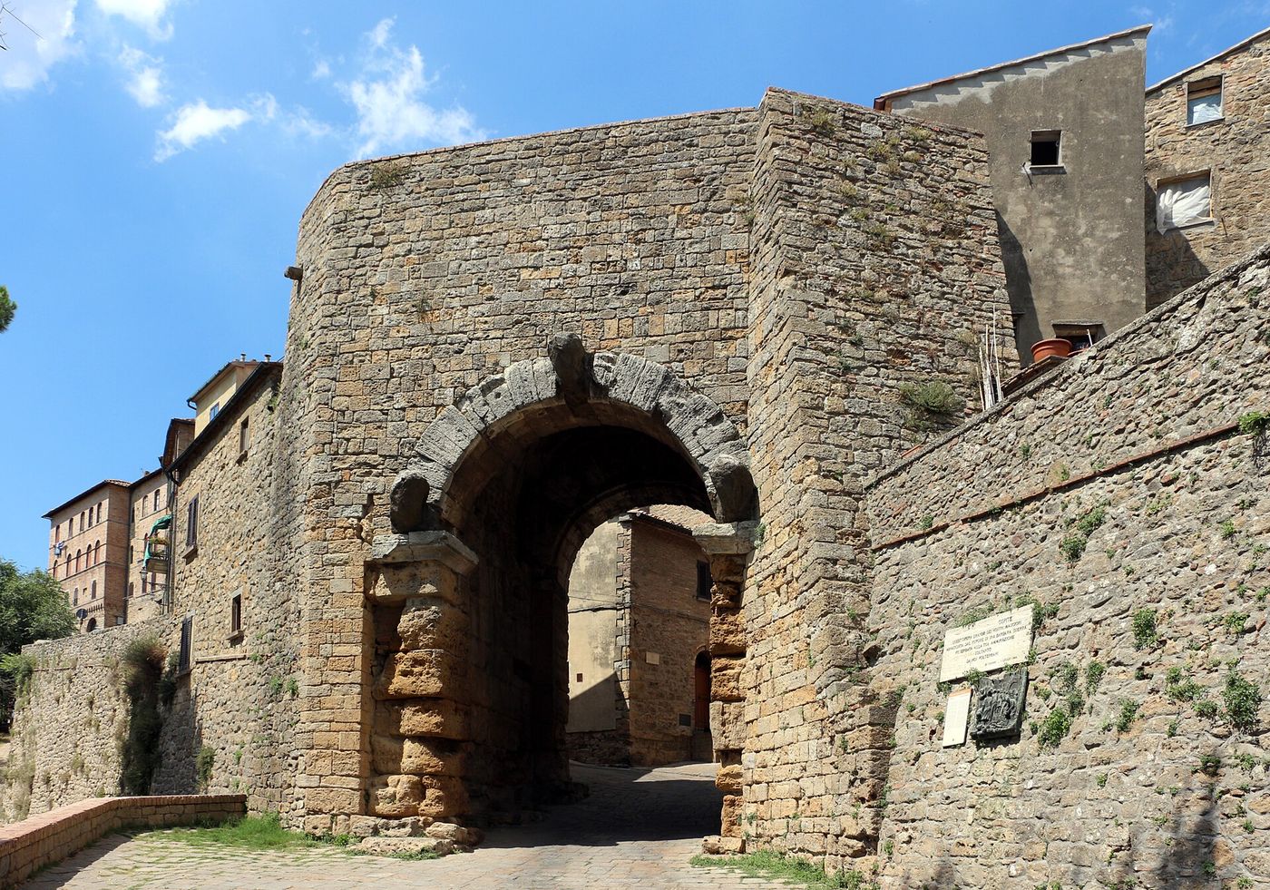 The Porta all'Arco in Volterra, an Etruscan city gate with a true stone arch