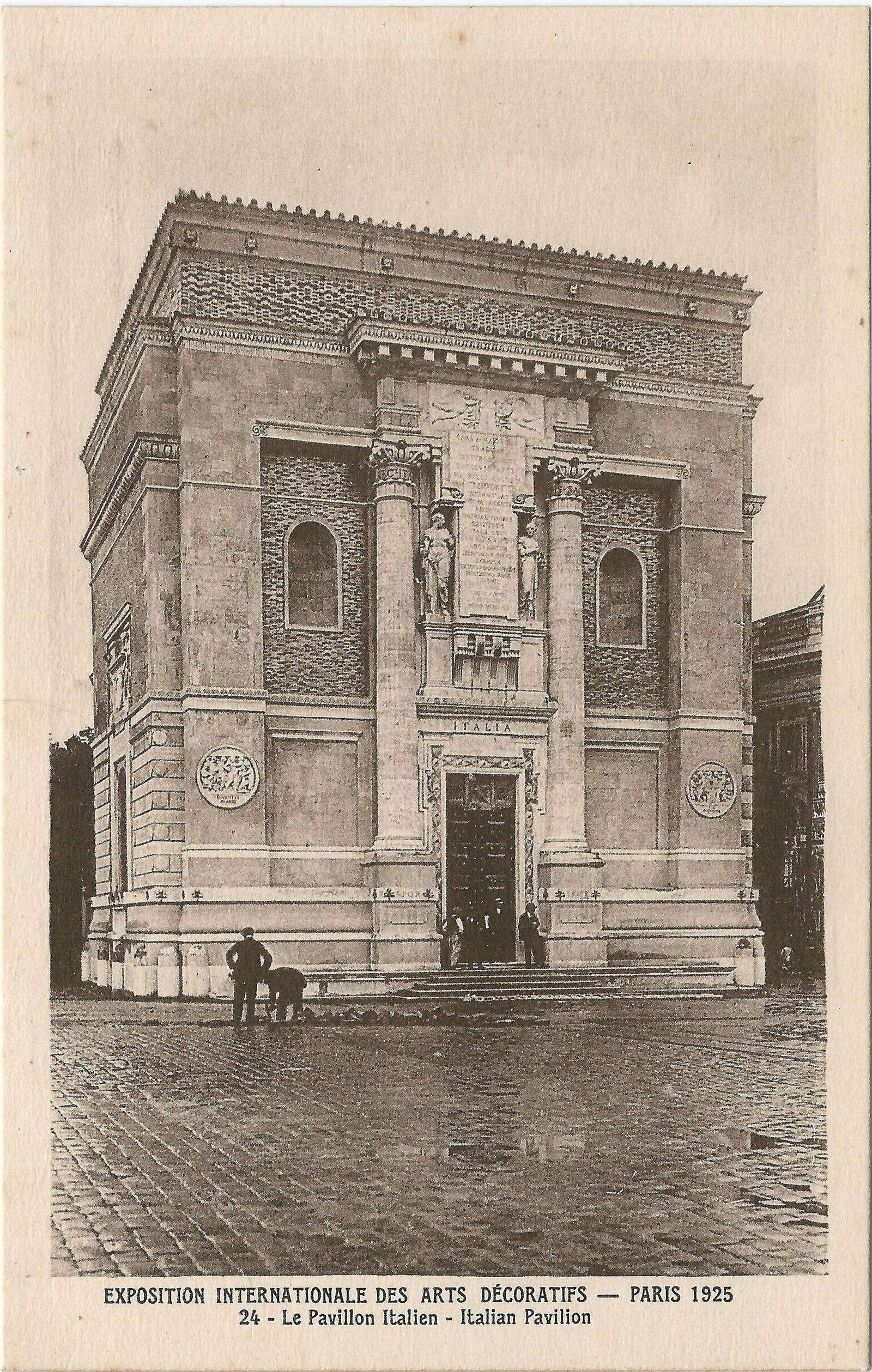 The Italian pavilion at the 1925 Paris Exposition Internationale des Arts Décoratifs, from a period postcard