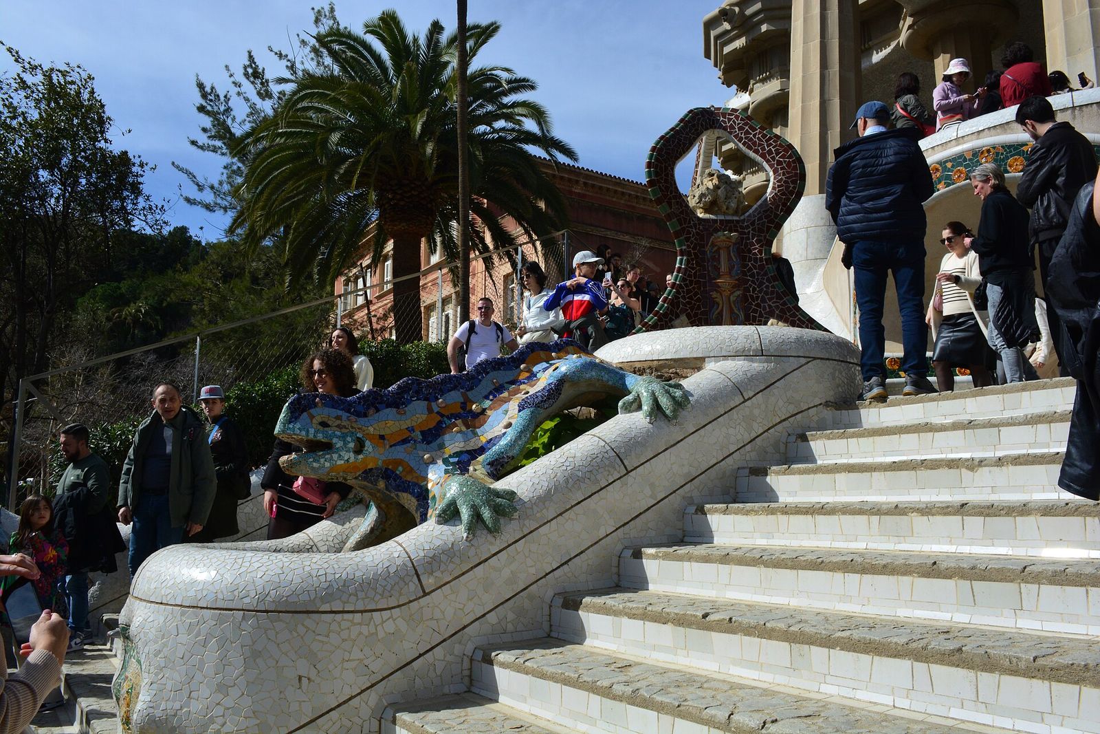 El Drac, the mosaic salamander on the entrance stair of Park Güell in Barcelona