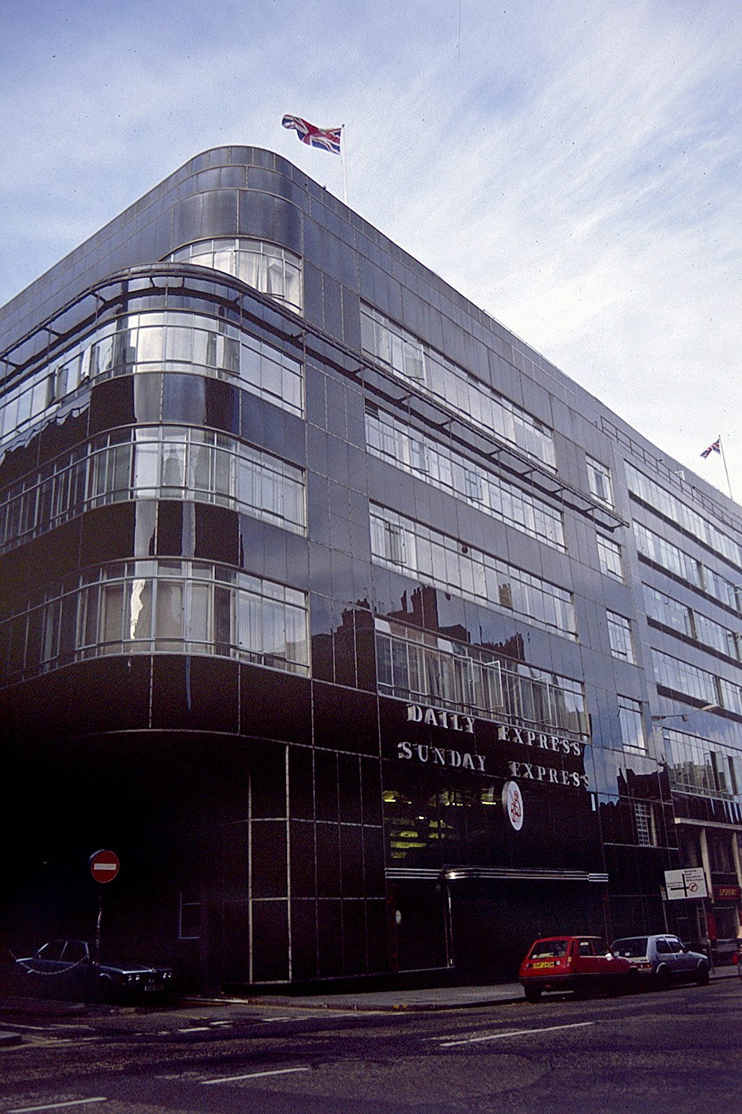 The black vitrolite and glass facade of the Daily Express Building, Fleet Street, London