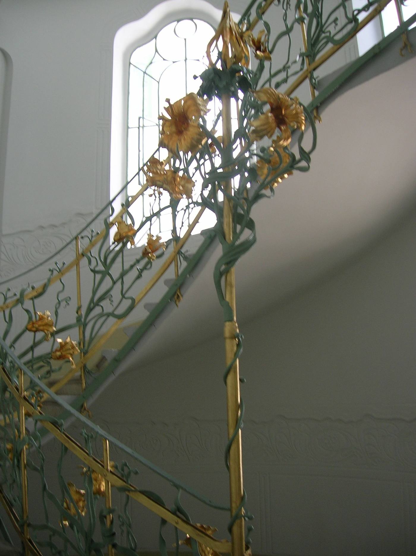 Art Nouveau wrought-iron staircase detail