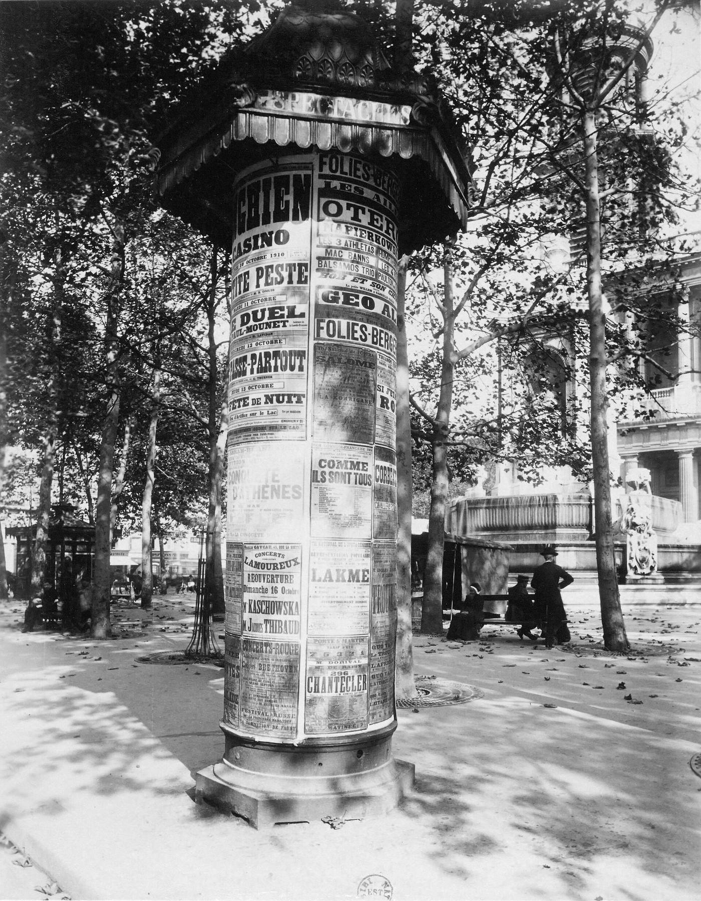 A Morris column poster kiosk in Paris
