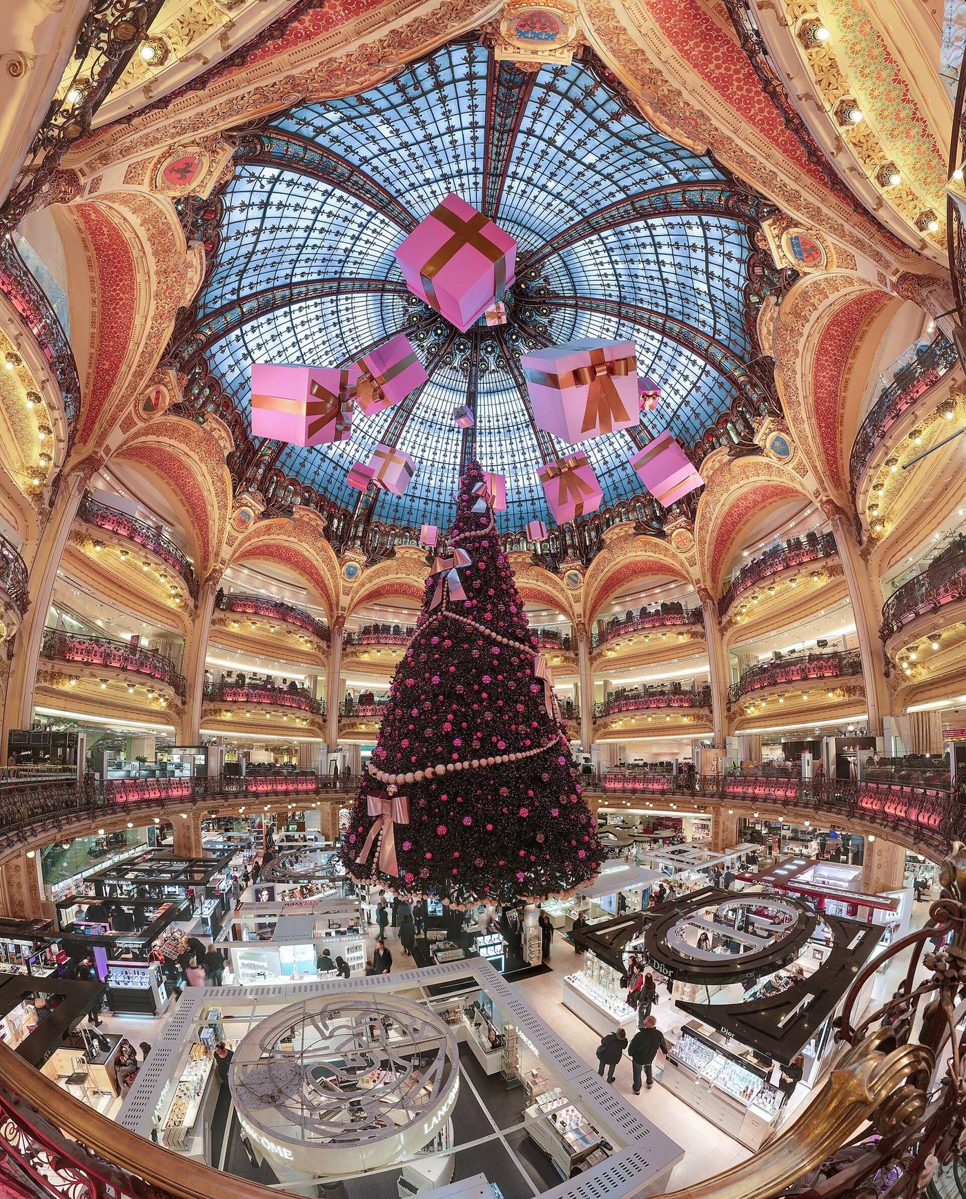 Interior of a Paris department store with a glass dome