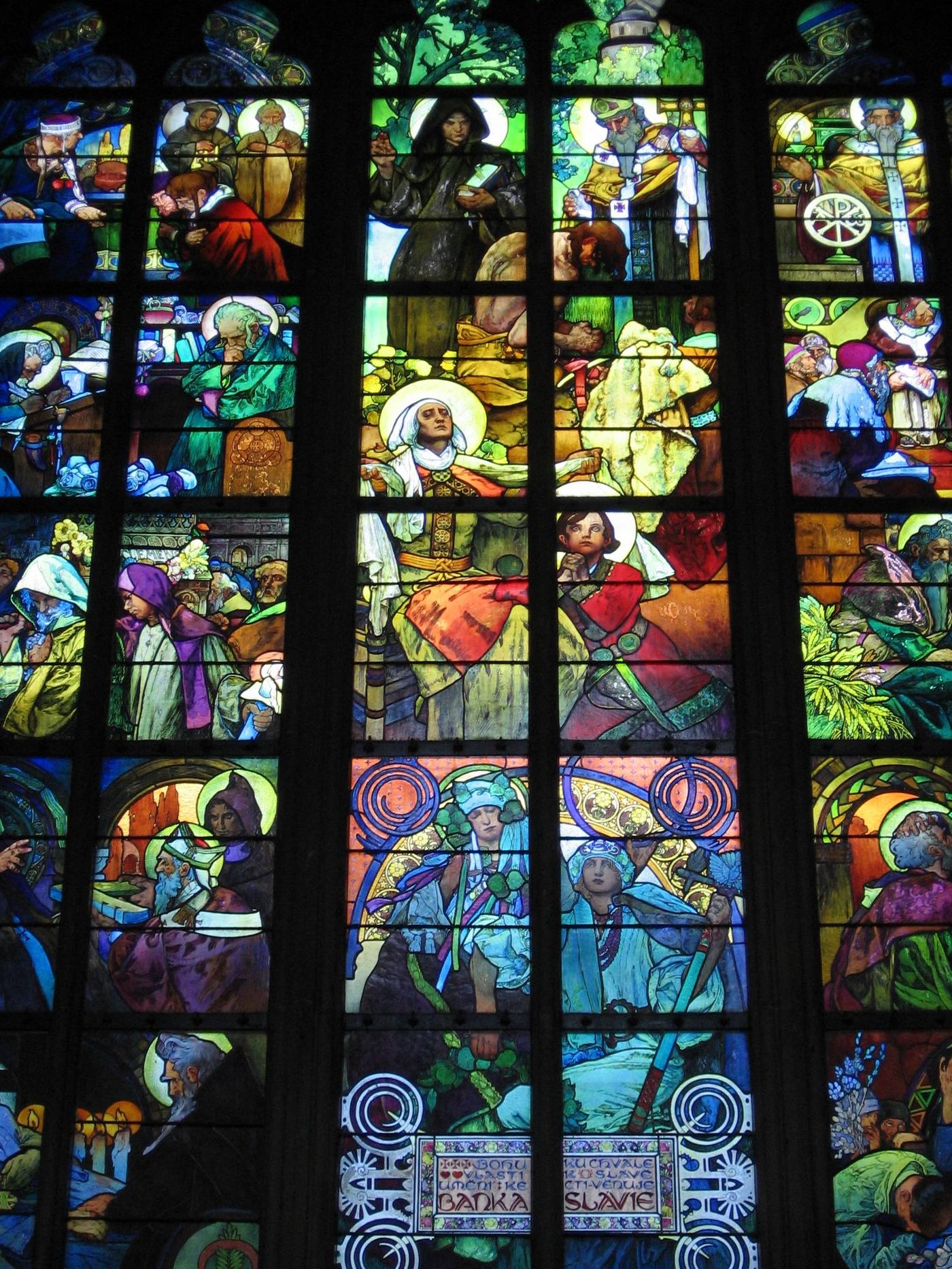 Alfons Mucha's stained-glass window in St Vitus Cathedral, Prague