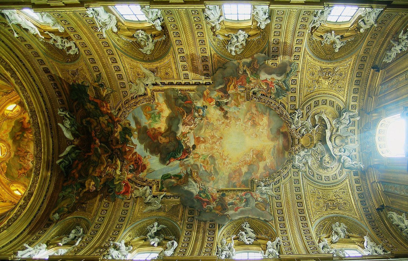 The Triumph of the Name of Jesus by Giovanni Battista Gaulli across the nave vault of Il Gesù, Rome