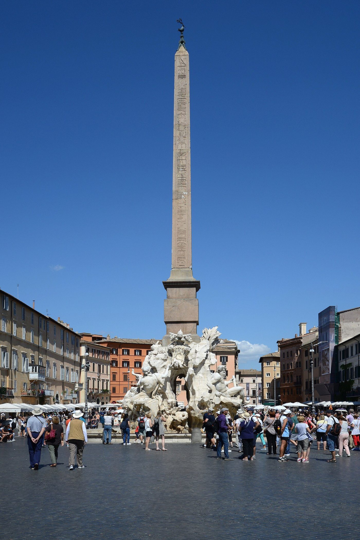 Piazza Navona, Rome — Bernini's Fountain of the Four Rivers before Borromini's Sant'Agnese
