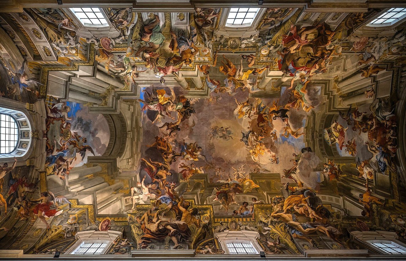Andrea Pozzo's ceiling in Sant'Ignazio, Rome — the church's architecture continued into heaven
