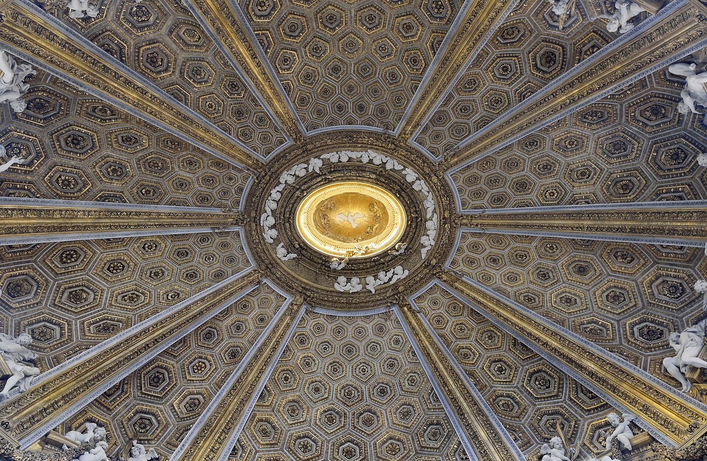 Inside the dome of Sant'Andrea al Quirinale, Rome — Bernini's oval church for the Jesuit novitiate