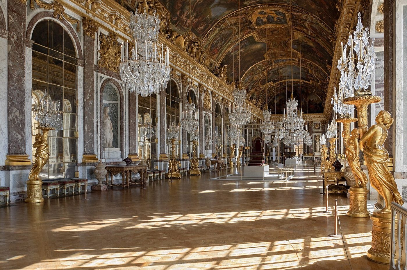 The Hall of Mirrors, Versailles — the gallery whose mirrors answer the garden windows