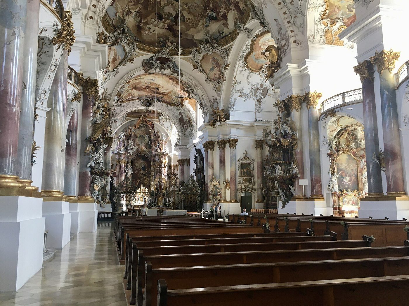 Inside Zwiefalten Minster — columns, fresco and stucco in the Swabian late Baroque