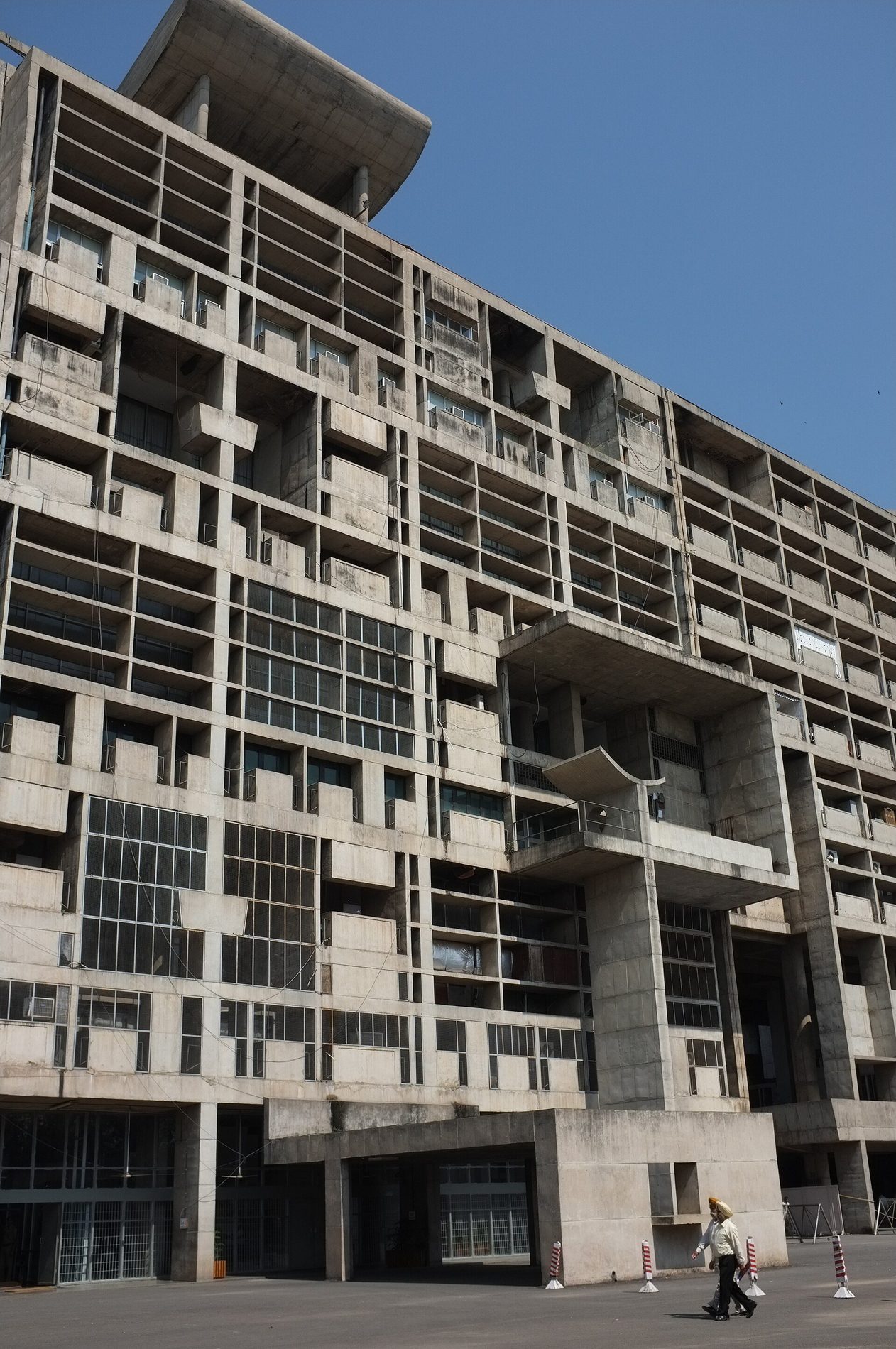 The Secretariat at Chandigarh — the 254-metre slab's brise-soleil facade in close view