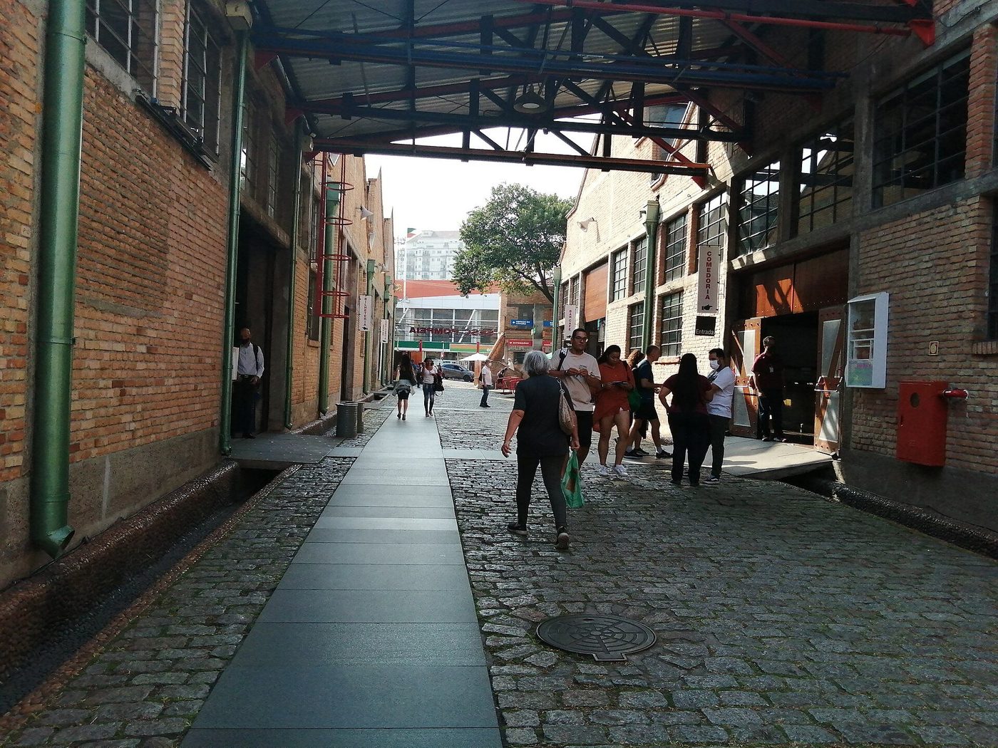 SESC Pompéia, São Paulo — the covered street between the old factory sheds