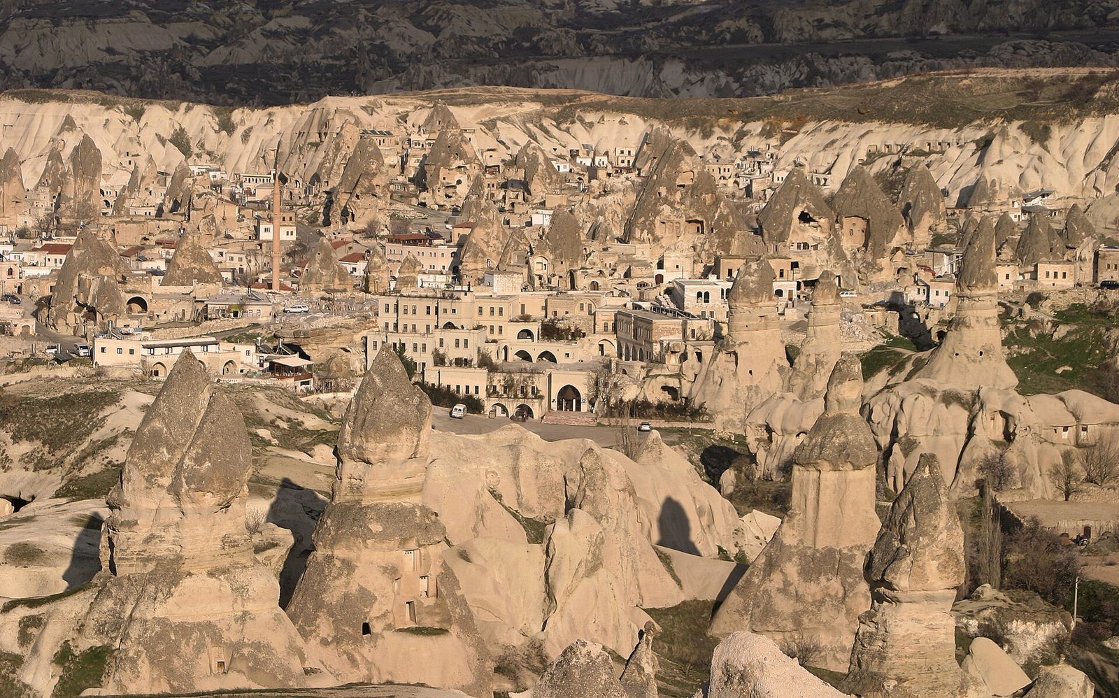 The Göreme valley in Cappadocia, its tuff cones and rock-cut dwellings