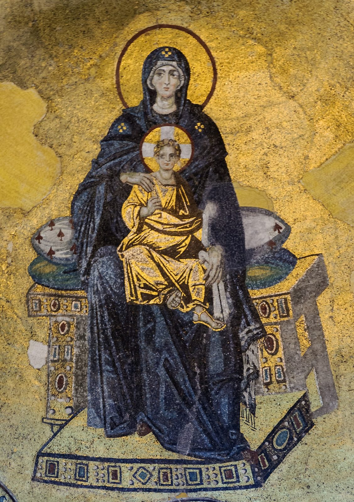The apse mosaic of Hagia Sophia: the Virgin and Child enthroned, ninth century