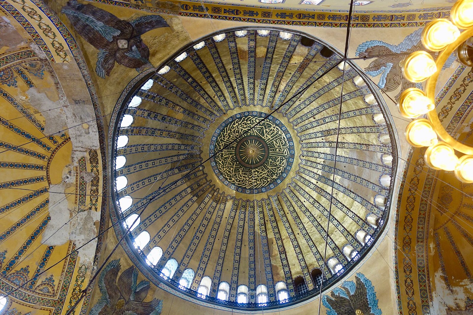 Hagia Sophia's dome from below, its ribs and ring of forty windows
