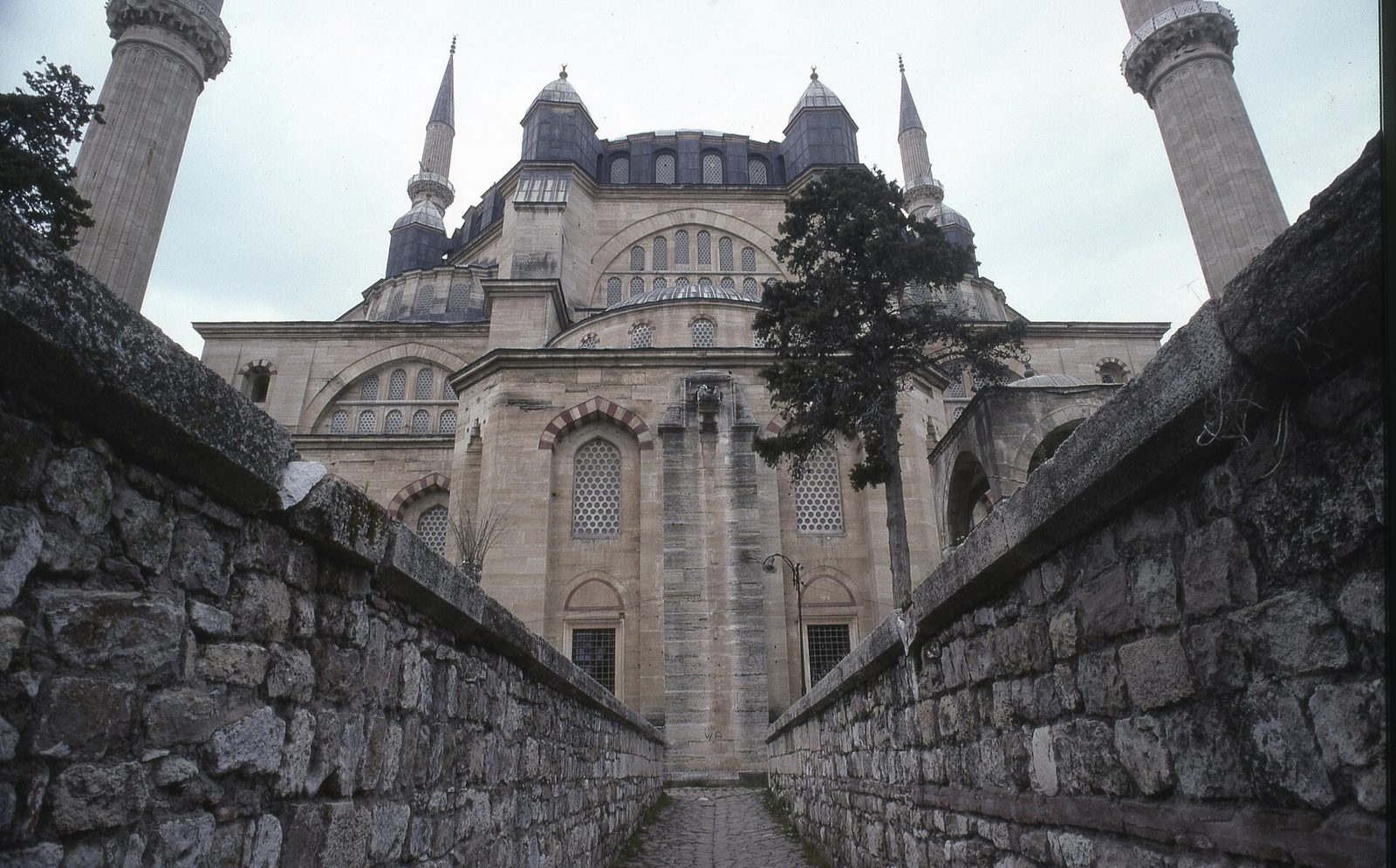 The Selimiye Mosque in Edirne, seen across its walled garden