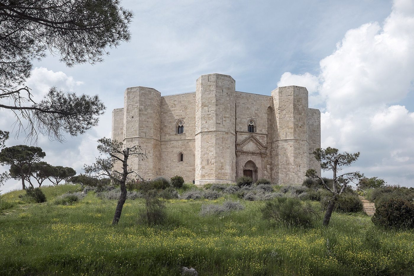 Castel del Monte: the octagonal castle with its eight octagonal towers standing on a bare Apulian hill