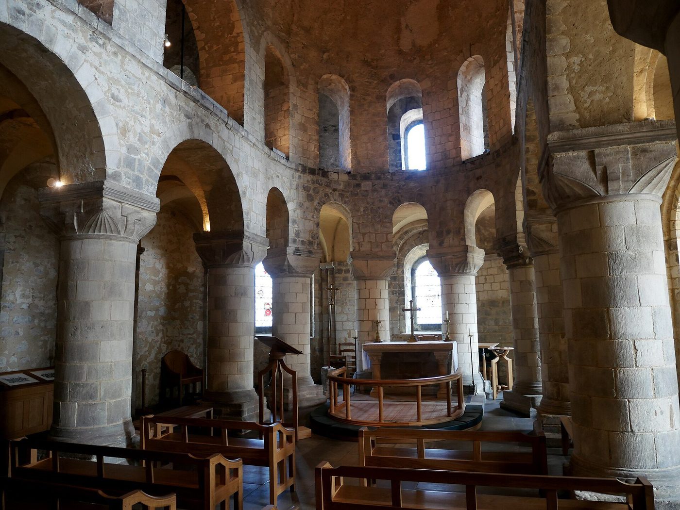St John's Chapel in the White Tower: the Norman chapel's round piers, galleries and tunnel-vaulted aisles