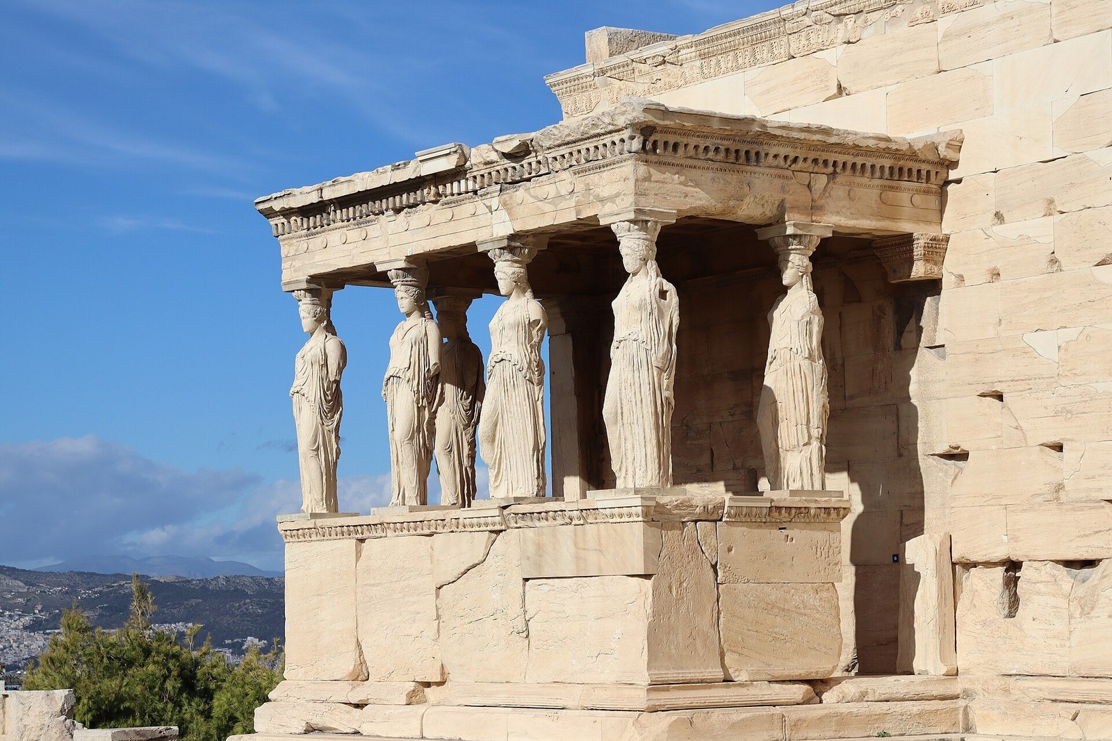 The Caryatids of the Erechtheion porch, columns carved as maidens