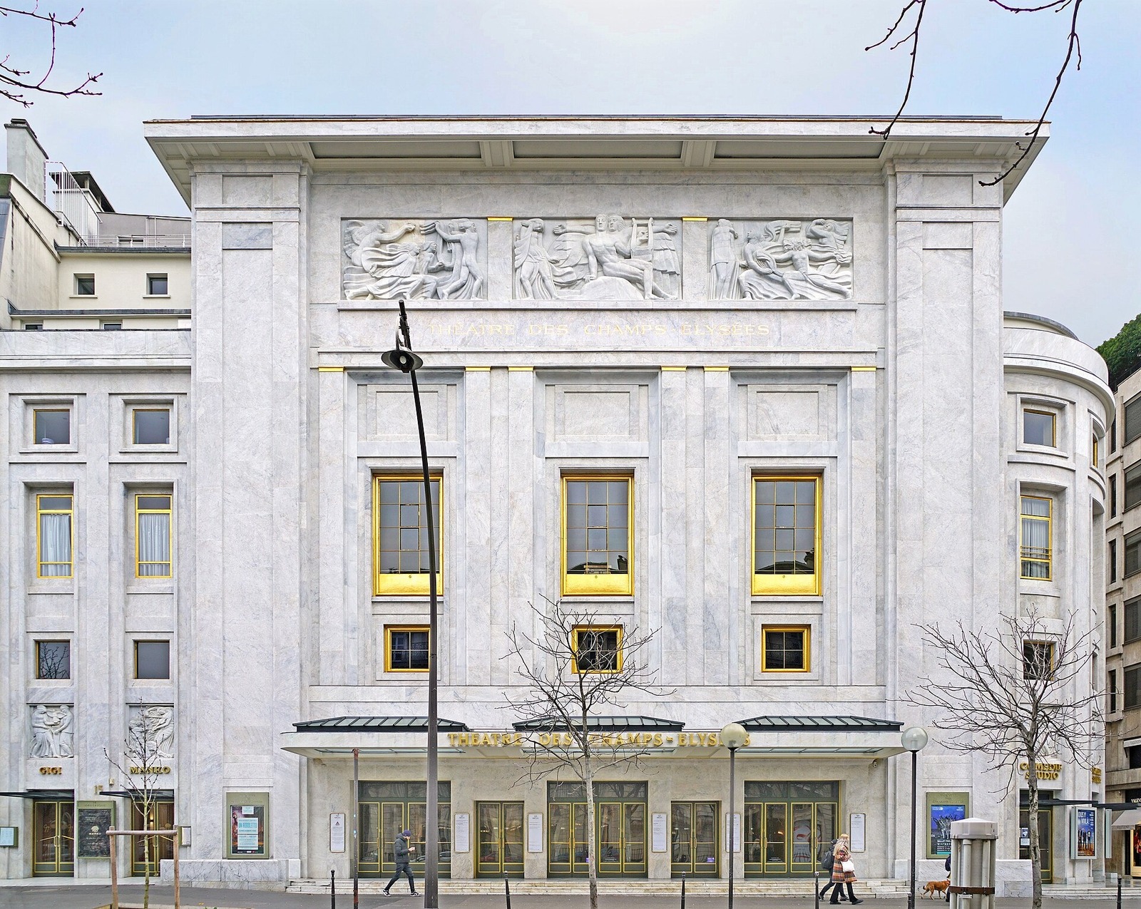 The facade of the Théâtre des Champs-Élysées in Paris by Auguste Perret