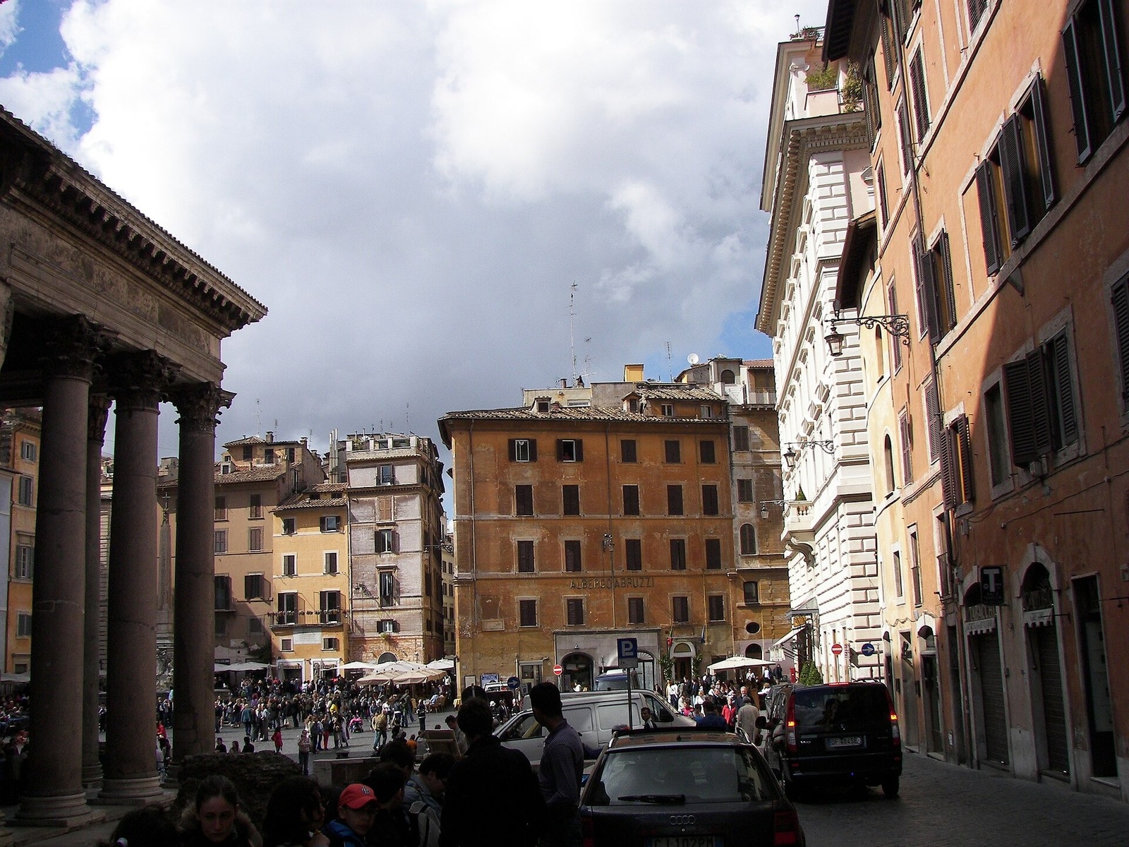 The portico of the Pantheon in Rome with monolithic granite columns