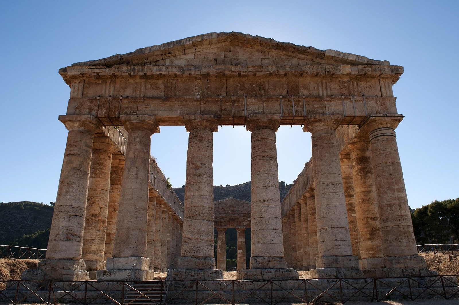 The unfinished Doric temple of Segesta in Sicily, its columns unfluted
