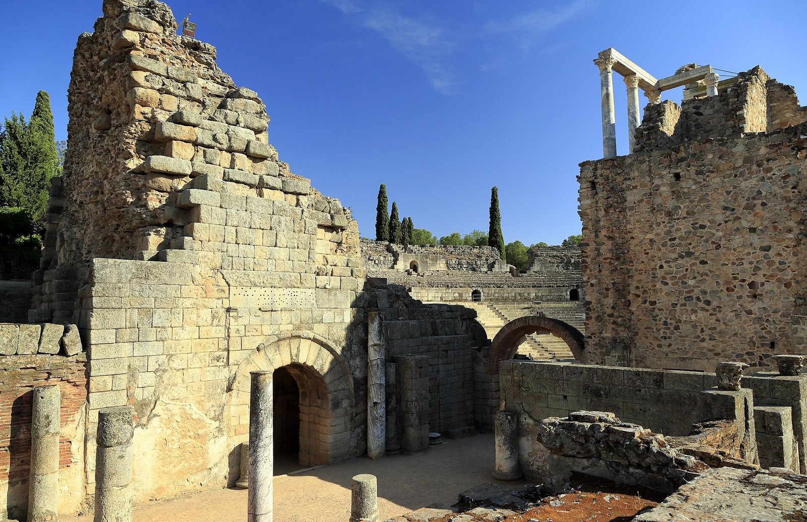 The columned stage building of the Roman theatre at Mérida