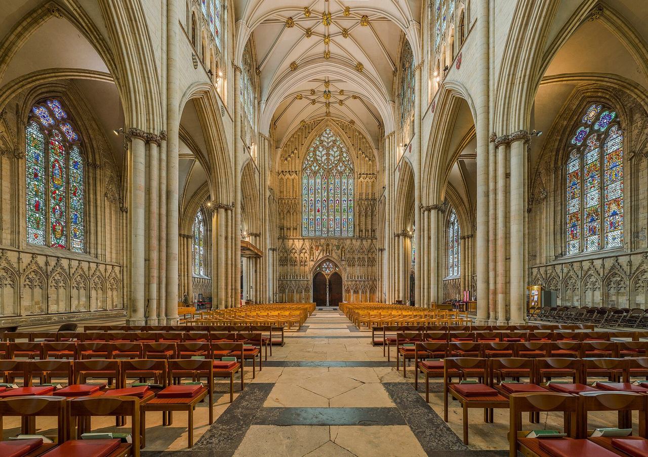 The choir of York Minster, its tall lancets and lierne vault in England's largest Gothic cathedral