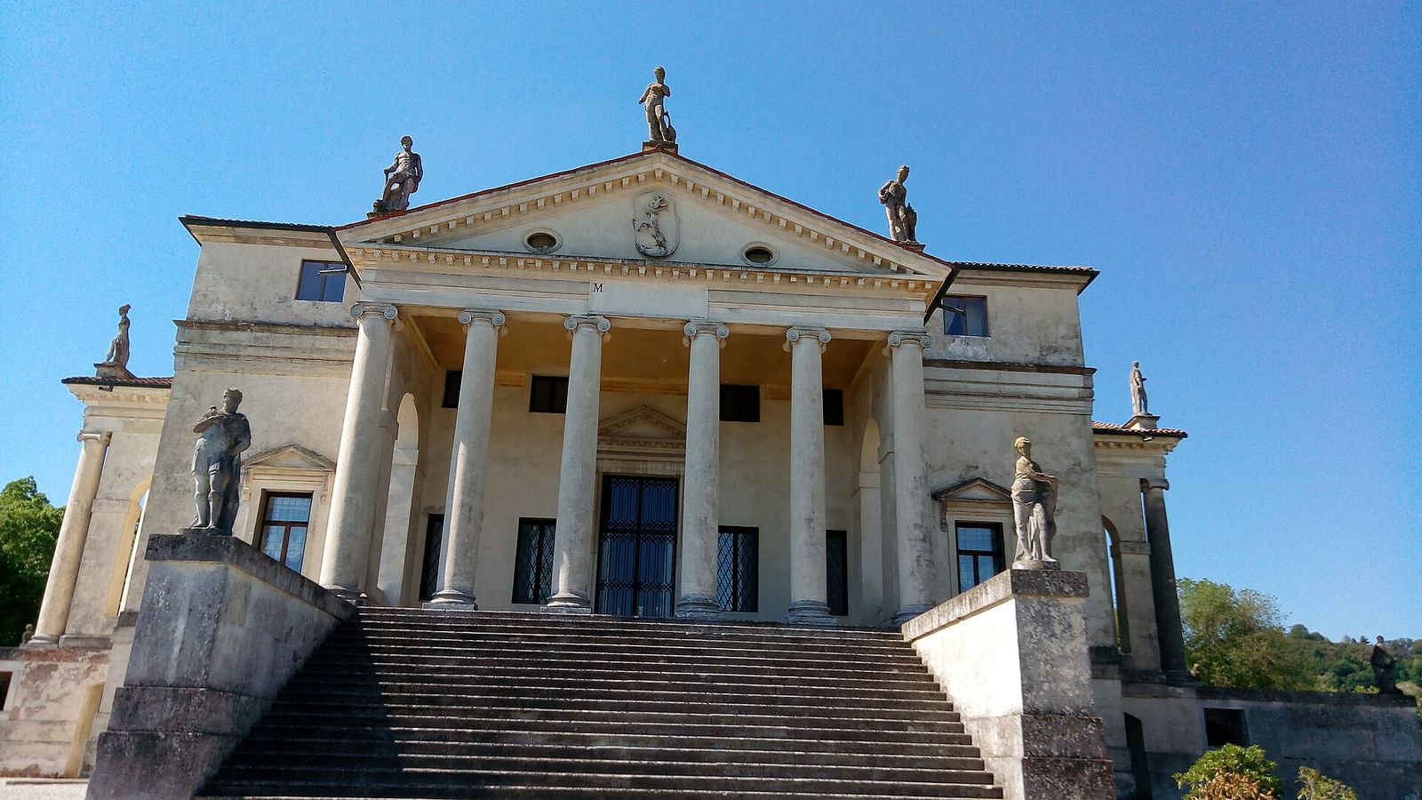 The entrance front and steps of the Villa Rotonda at Vicenza